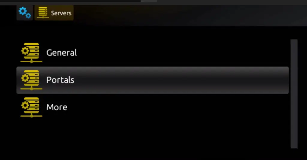 Paso 4 de configuración de MAG Box: Seleccionar 'Portales'